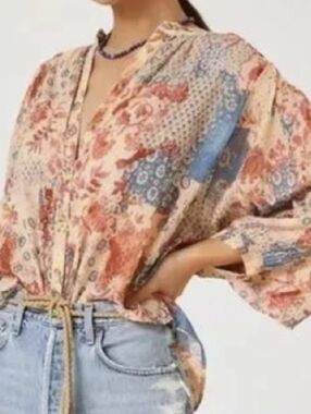 Anthropologie Pilcro Sidney Batwing Floral Boho Blouse Top